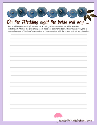 bride's description of the wedding night in lilac color