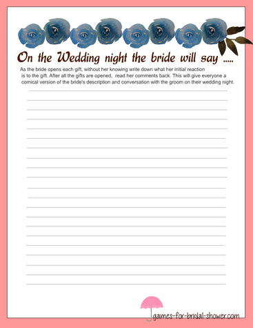 free printable stationery for bride's description of the wedding night