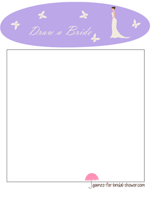 free printable draw a bride game in lilac color