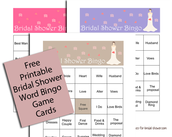 Free Printable Bridal Shower Word Bingo Game 
