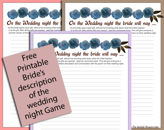 Stationery for Bride's Description of the Wedding Night Game 