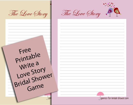 Write a Love Story, Free Printable Bridal Shower Game is a fun and creative game that will end up in lots of laughters