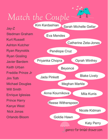 match the couple game printable in pink color