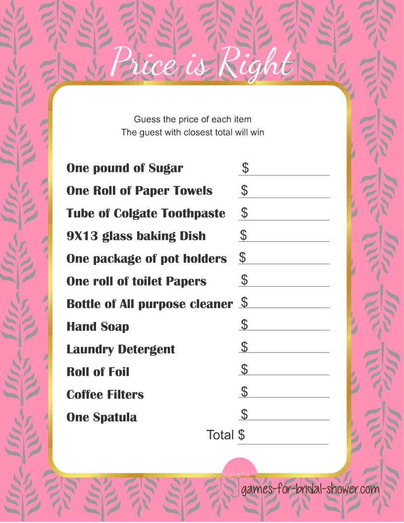 Template Free Printable Price Is Right Game