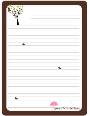 free printable stationery to play games in brown color