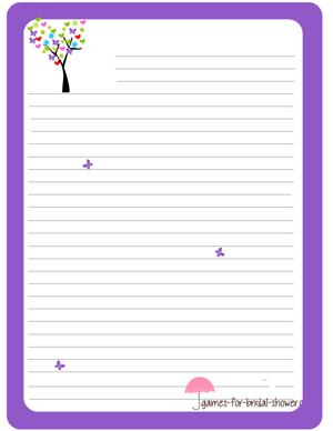 free printable stationery in lilac
