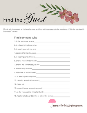 Find the guest game printable in taupe color