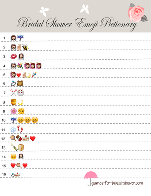 bridal shower emoji pictionary game in taupe color