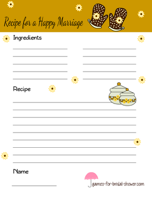 happy marriage recipe card in mustard brown color