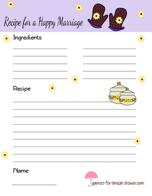 Recipe for a happy marriage card lilac