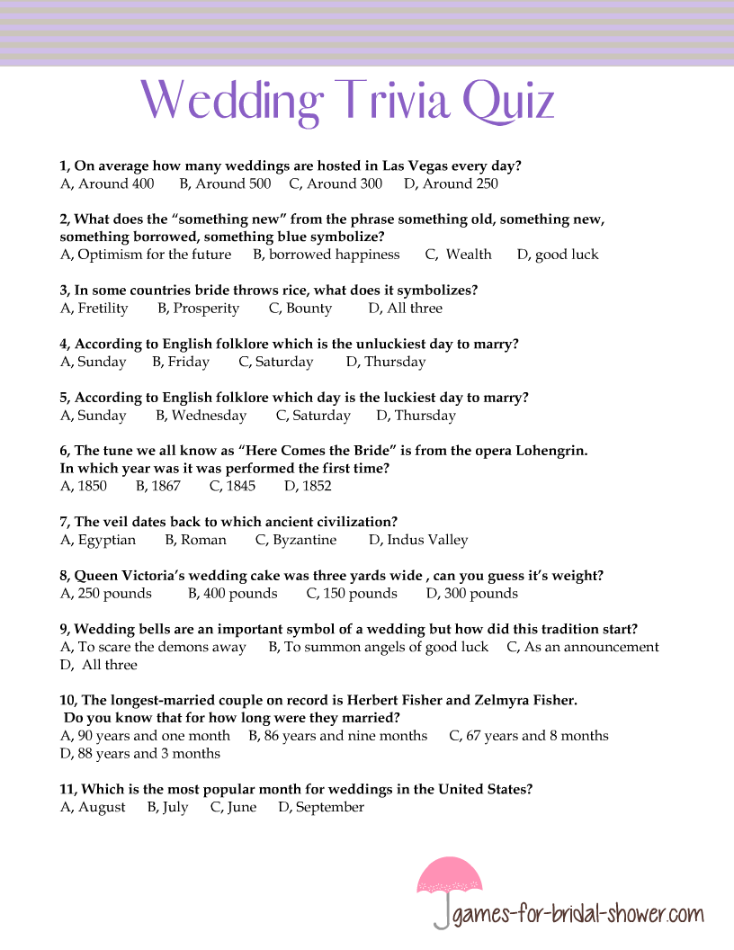 Trivia Questions For Bridal Shower at Rico Padgett blog