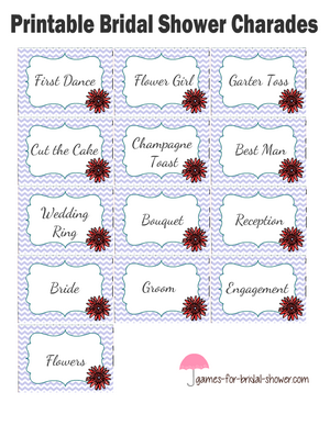 Free printable bridal shower charades lilac