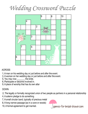 wedding crossword puzzle printable in mint