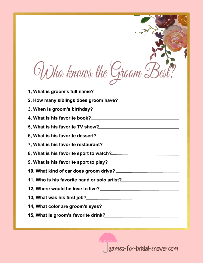Who Knows The Groom Best Free Printable Bridal Shower Game - Riset