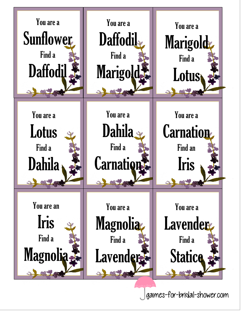 Free Printable Chain Links Bridal Shower Game