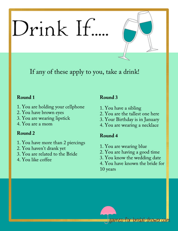Drink If Bachelorette Party Game Printable
