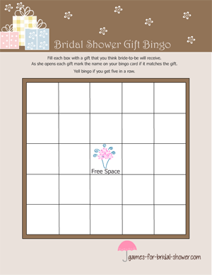gift bingo game for bridal shower 