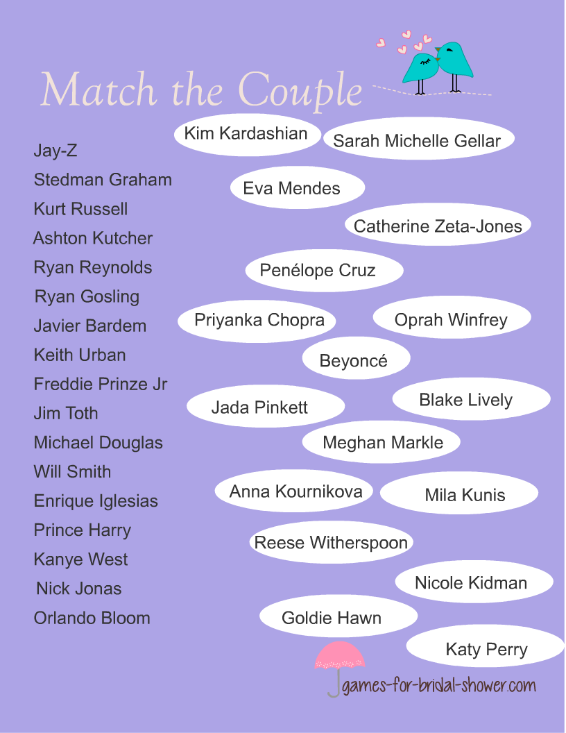 free printable match the famous couples game