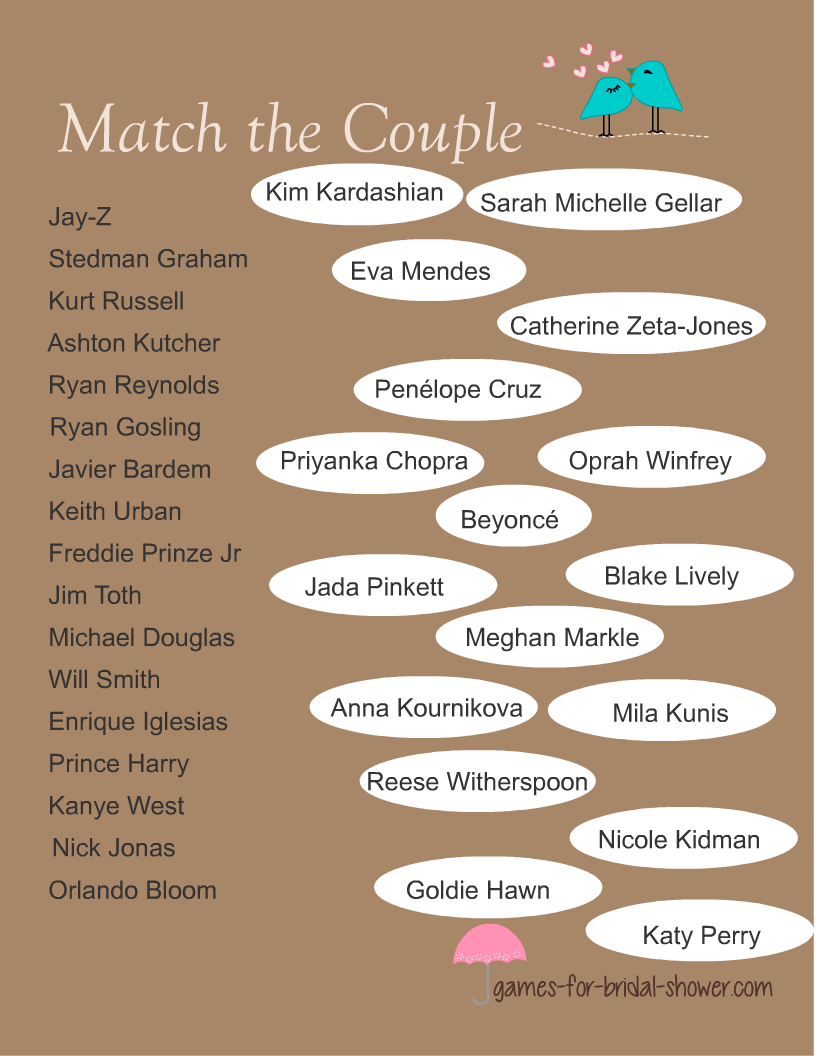 Free Printable Match the Famous Couple Game