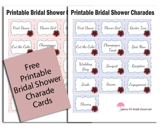 Free Printable Bridal Shower Charades Cards