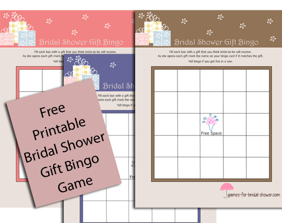 Free Printable Bridal Shower Gift Bingo Game 