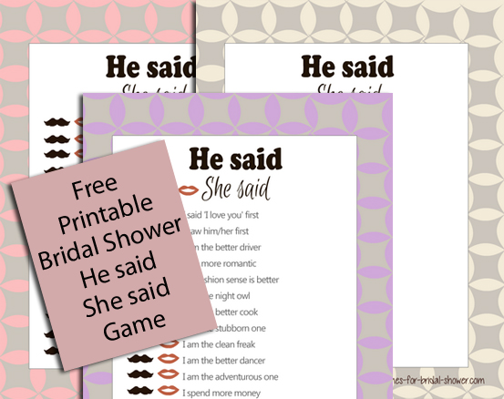 Free Printable He Said, She Said Game