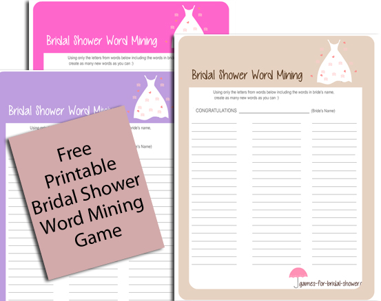 Free Printable Baby Shower Word Mining Game