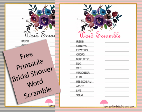 Free Printable Bridal Shower Word Scramble Game