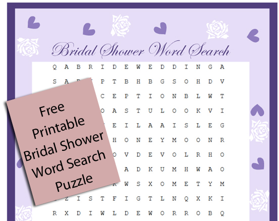 Free Printable Word Search Game for Bridal Shower 