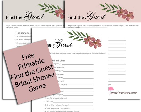Free Printable Find the Guest, icebreaker game