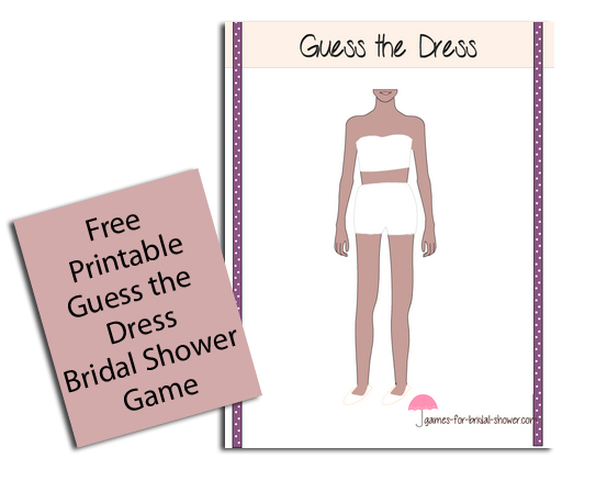 Guess the Dress, Free Printable Game for Bridal Shower