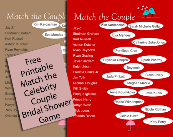 Free Printable Match the Celebrity Couple Game 