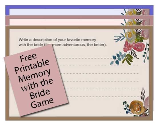 Free Printable Memory with the Bride Game Cards 