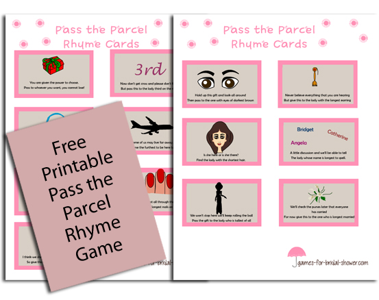 Free Printable Pass the Parcel Rhyme Game Cards 