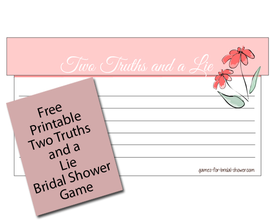 Free printable two truths and a lie bridal shower game