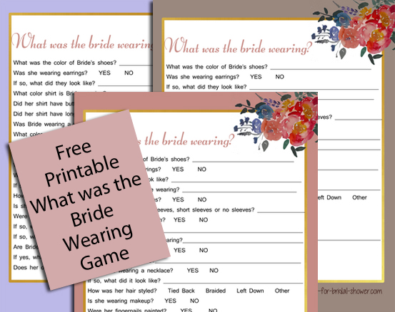 Free Printable What was the Bride Wearing Game 