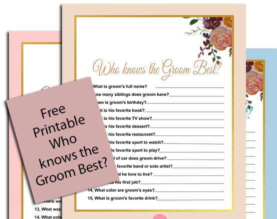 Who knows the Groom Best? Free Printable Bridal Shower Game