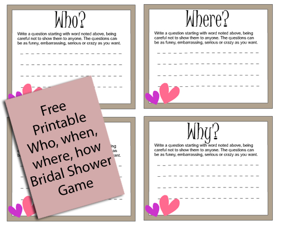 Free Printable Who, When, Where, Why Game 