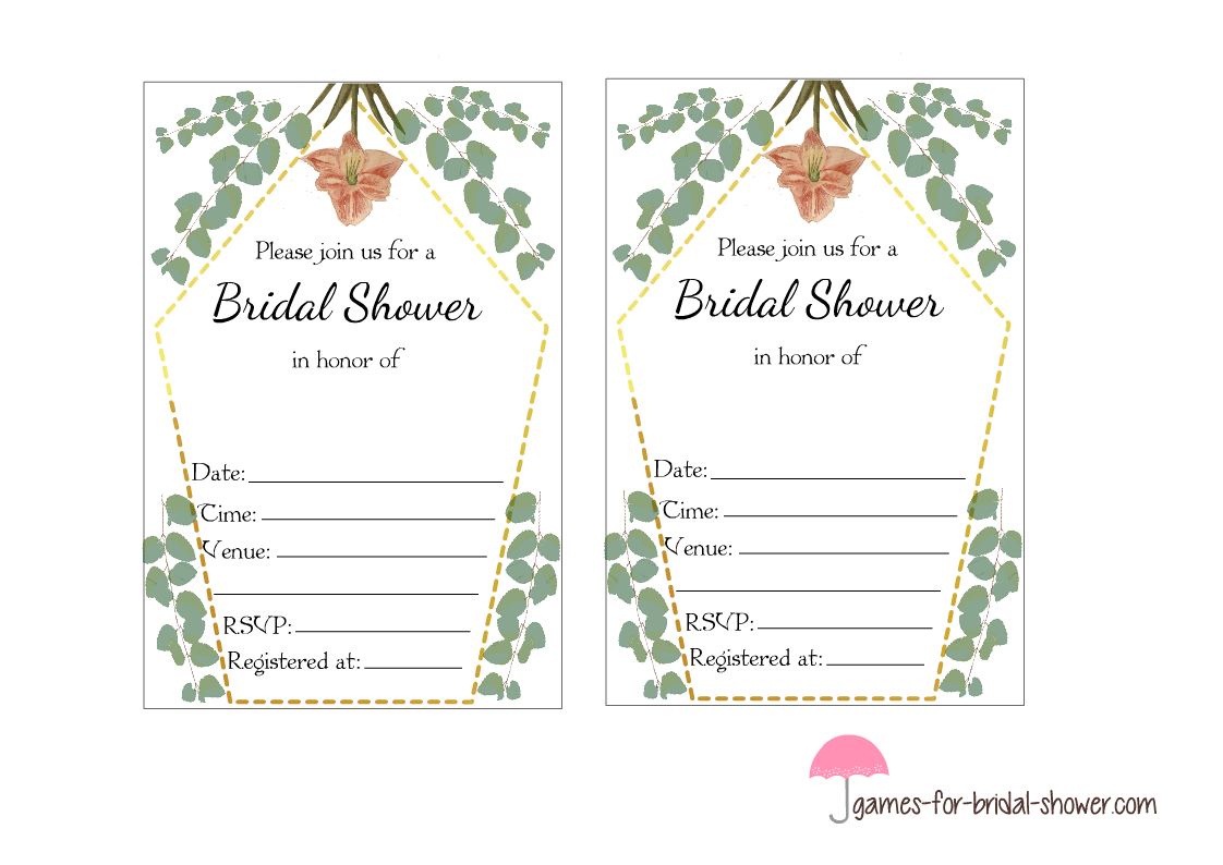 Free Printable Bridal Shower Invitation Templates