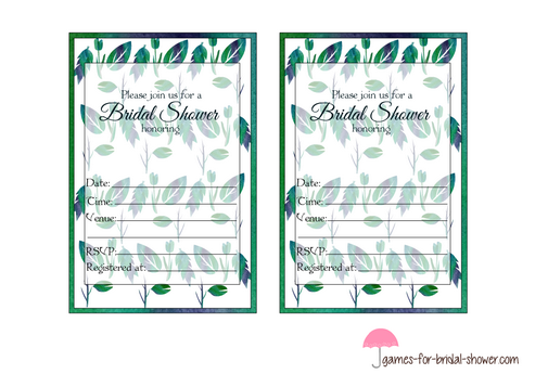 Free Printable Bridal Shower Invitation with Green Leaves