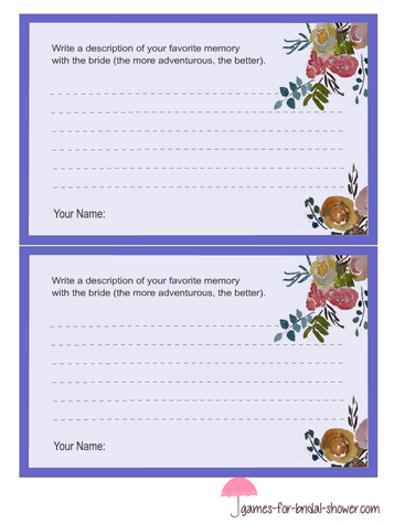 free printable memory with the bride cards in lilac