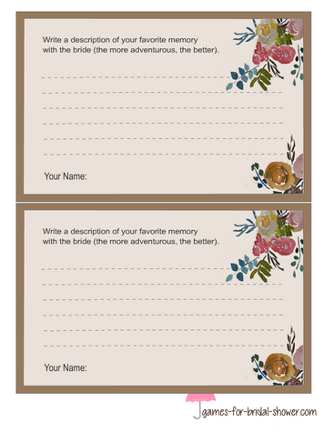 free printable memory with the bride game cards