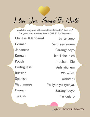 I Love You, Around the World Game