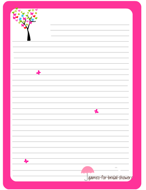 free printable bridal shower games stationery