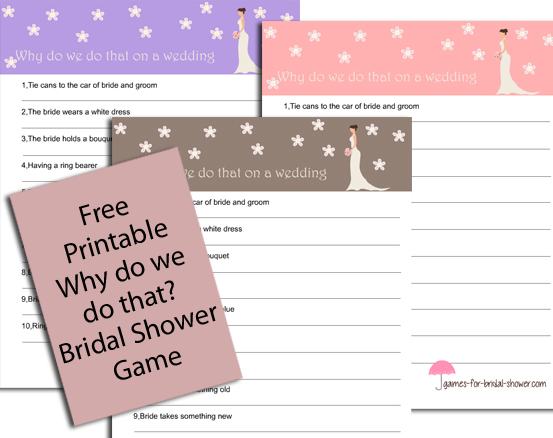 Free Printable Why Do we Do That, Game for Bridal Shower 