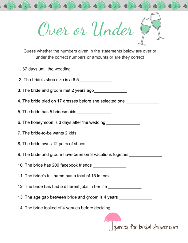 free downloadable templates for bridal shower games