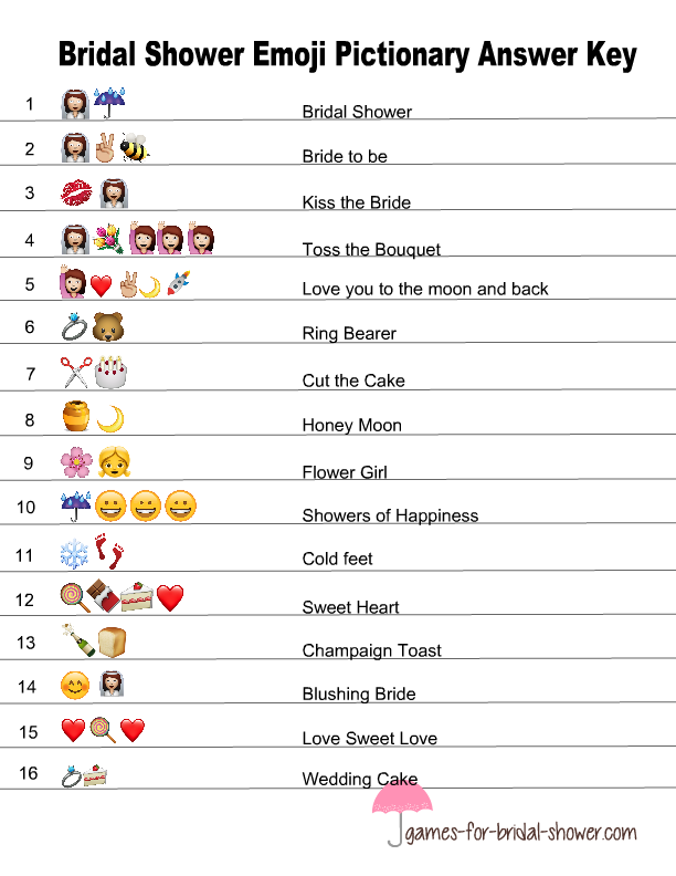 free printable bridal shower emoji pictionary quiz