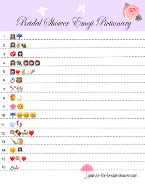 lilac bridal shower emoji pictionary game